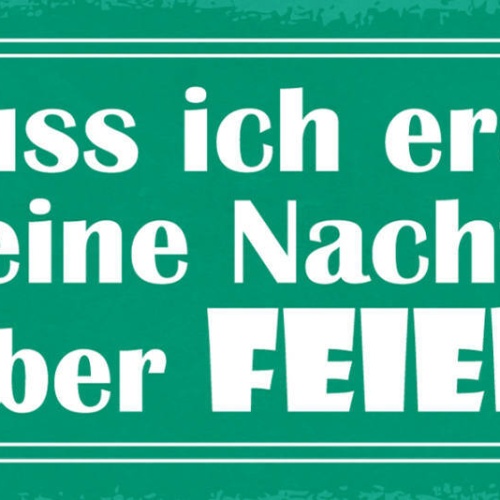 Schild Da Muss Ich Erst Eine Nacht Drüber Feiern Party Feier 27x10 Blech od.Holz