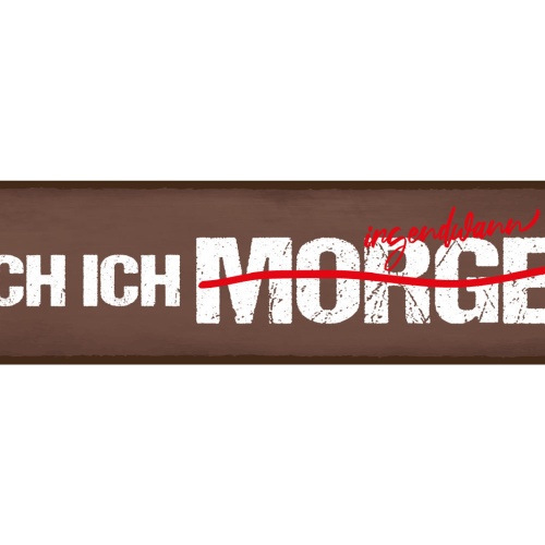 Schild Mach Ich Morgen Irgendwann Verschieben Später Faul 46 x 10 Blech od. Holz