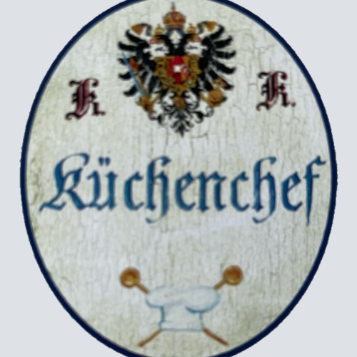 KuK Nostalgie Holzschild Küchenchef Küche Koch Kochen Essen Restaurant Schild