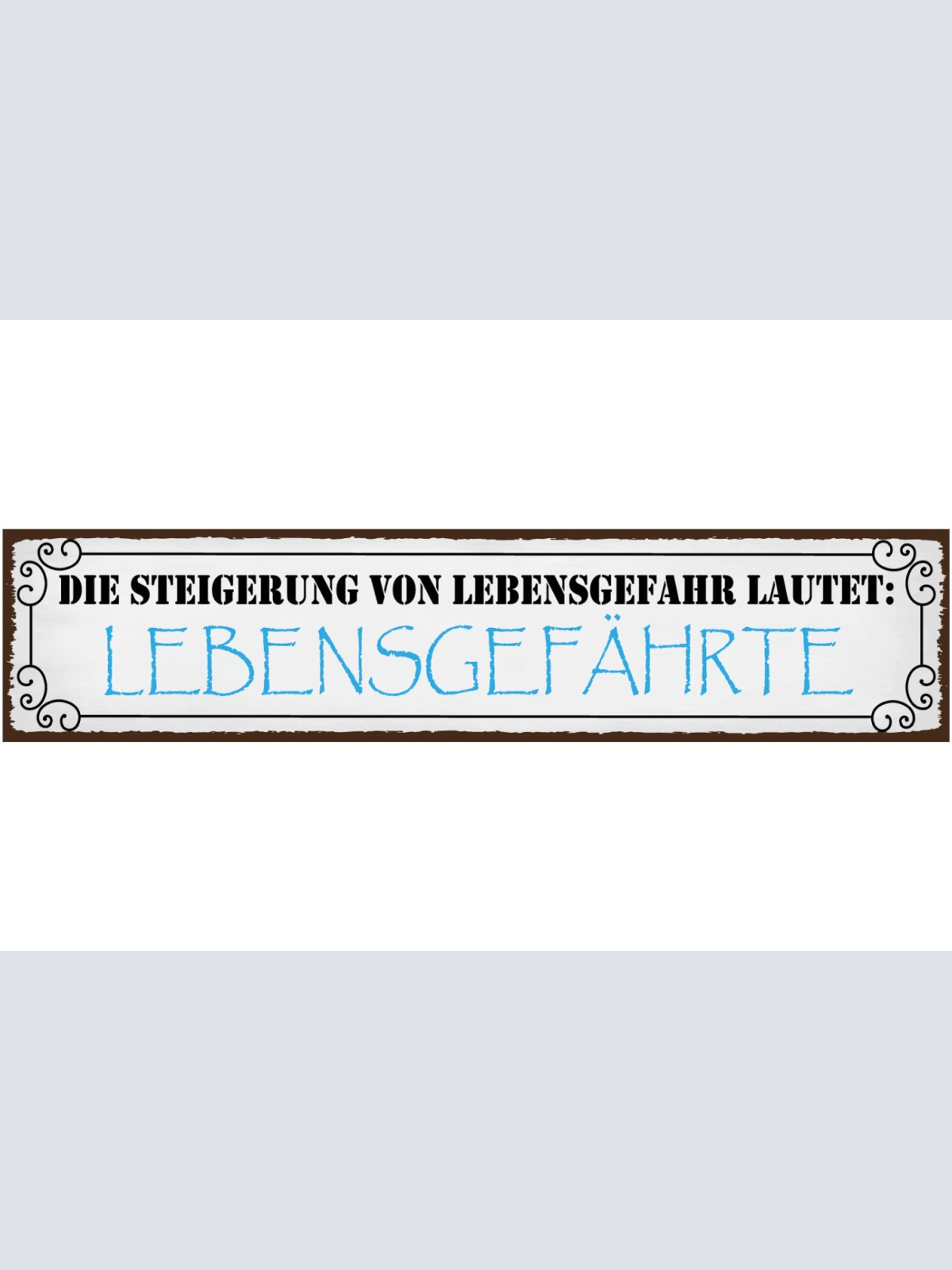 Schild Lebensgefahr Lebensgefährte Ehe Beziehung Mann 46 x 10 Blech od. Holz