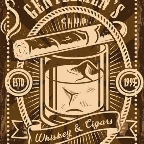 Schild Gentlemen's Club Whiskey & Cigars Whisky Zigarren 27x10 Blech od.Holz