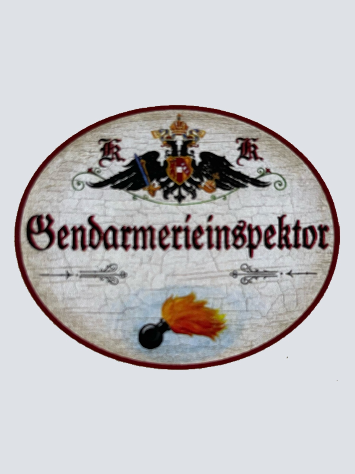 KuK Nostalgie Holzschild Gendarmarieinspektor Polizei Gendarmes Schild
