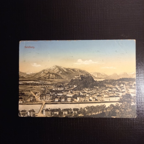 Salzburg, Festung u.Untersberg vom Kapuzinerberg 430069 gr