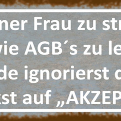 Schild Mit Einer Frau Streiten Ist Wie AGBs Lesen Ignorierst Alles Akzeptieren