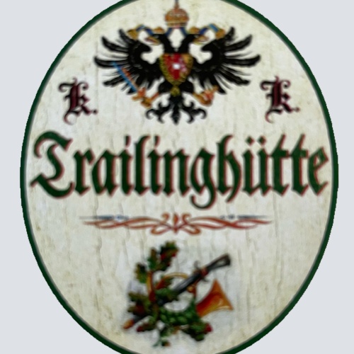 KuK Nostalgie Holzschild Trailinghütte Trailing Fährten Kesen Jagd Jagen Schild