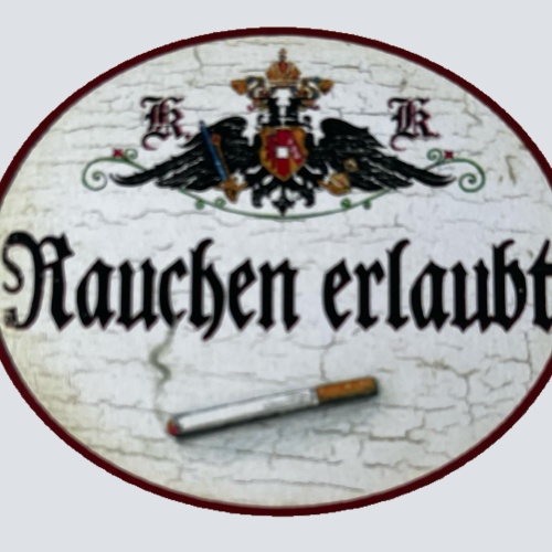 KuK Nostalgie Holzschild Rauchen Erlaubt Zigarette Zigaretten Raucher Schild