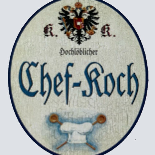 KuK Nostalgie Holzschild Hochlöblicher Chef-Koch Küche Kochen Koch Schild