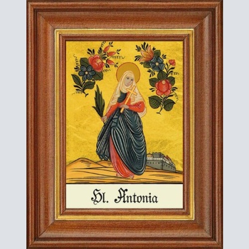 Hinterglasbild - heilige antonia 2 - patronatsbild taufe namenspatron 12,7x16 th