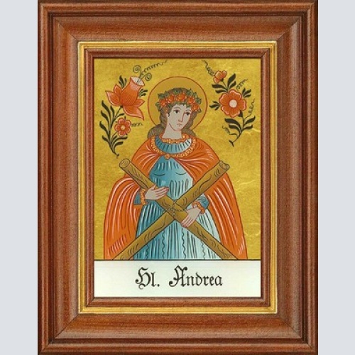 Hinterglasbild - heilige andrea - patronatsbild taufe namenspatron 12,7x16 th