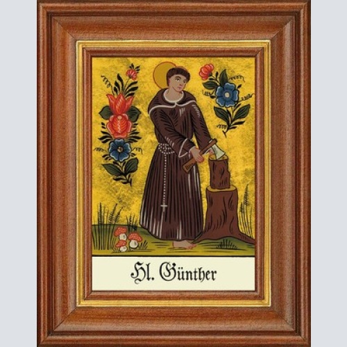 Hinterglasbild - heiliger günther - patronatsbild taufe namenspatron 12,7x16