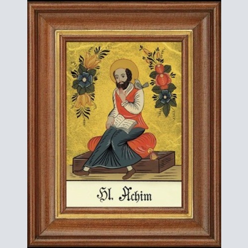 Hinterglasbild heiliger achim patronatsbild taufe namenspatron blattgold 12,7x16