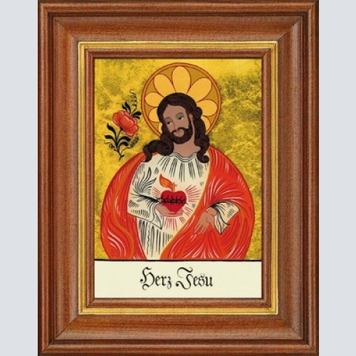 Hinterglasbild - herz jesu - patronatsbild taufe namenspatron 12,7x16