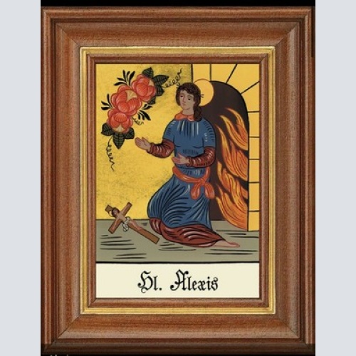 Hinterglasbild heilige alexis patronatsbild taufe namenspatron  12,7x16