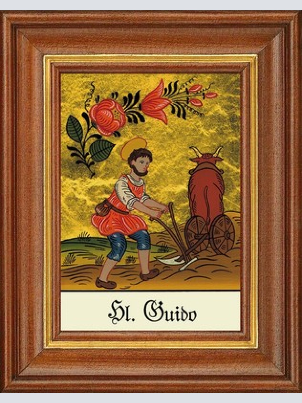 Hinterglasbild - heiliger guido - patronatsbild taufe namenspatron 12,7x16