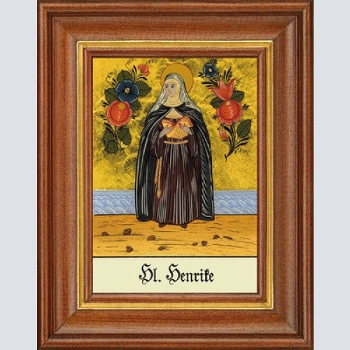Hinterglasbild - heilige henrike - patronatsbild taufe namenspatron 12,7x16