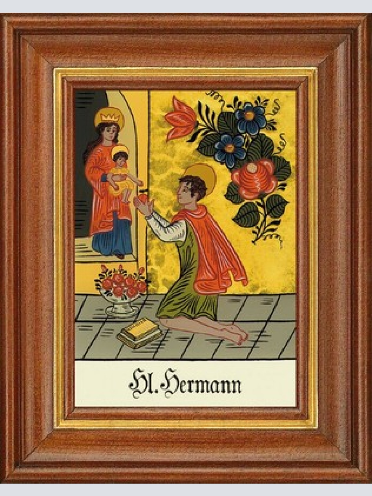 Hinterglasbild - heiliger hermann - patronatsbild taufe namenspatron 12,7x16
