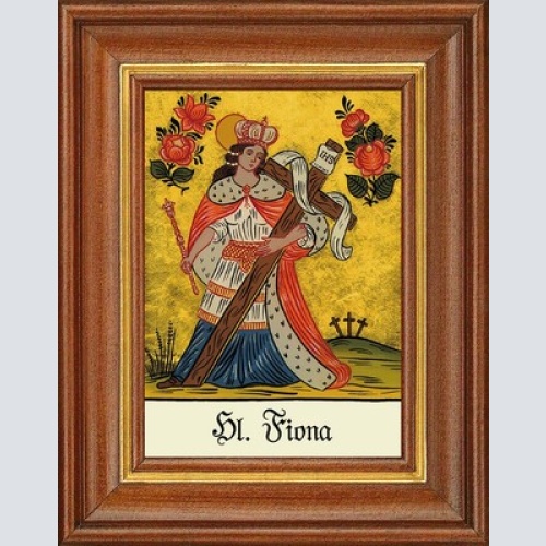 Hinterglasbild - heilige fiona - patronatsbild taufe namenspatron 12,7x16