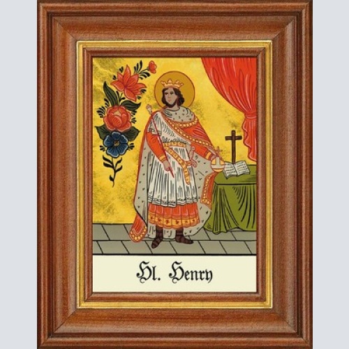 Hinterglasbild - heiliger henry - patronatsbild taufe namenspatron 12,7x16