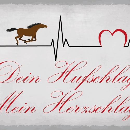Schild Pferd Huf Schlag Herzschlag Reiten 12x18 / 20x30 / 30x40 Blech od. Holz