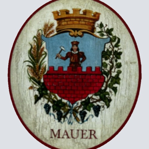 Nostalgie Holzschild Mauer Wappen Wien Liesing Ort Österreich KuK Schild