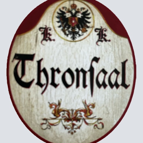 Kuk Nostalgie Holzschild Thronsaal Schloss Burg Kaiser Saal Schild