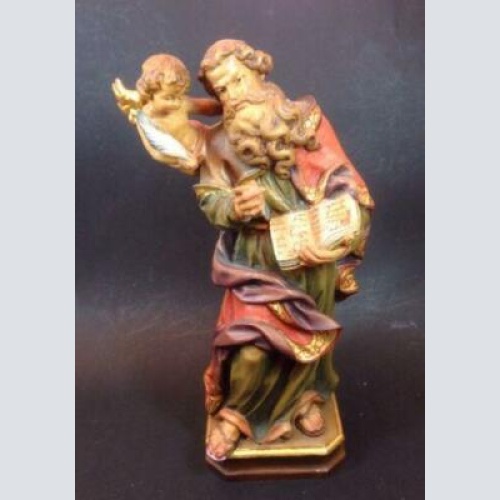 Heiliger Matthäus mit Engel Holz geschnitzt ca. 29 cm 12610