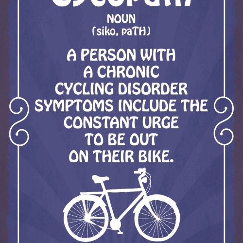 Schild Cycopath Bike Fahrrad fahren Hobby 12x18 / 20x30 / 30x40 Blech od. Holz