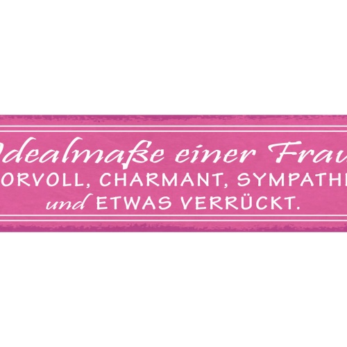 Schild Idealmaße Einer Frau Humorvoll Charmant Sympathisch Und Etwas Verrückt