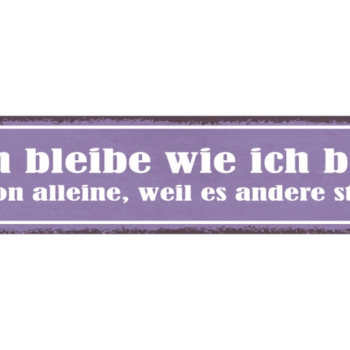 Schild Ich Bleibe Wie Ich Bin Schon Alleine Weil Es Andere Stört 46 x 10