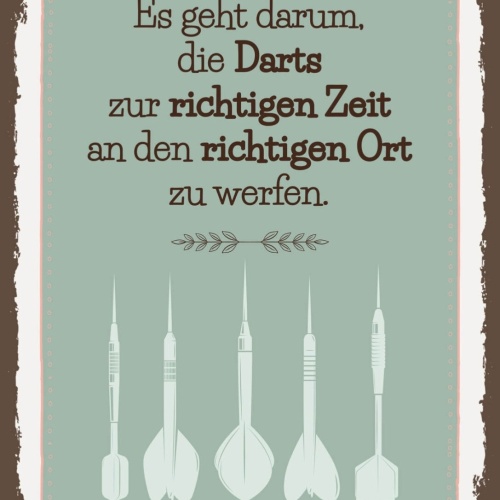 Schild Darts Zur Richtigen Zeit An Ort Werfen 12x18 20x30 30x40 Blech/Holz