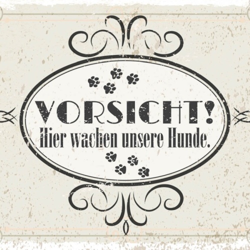 Schild Vorsicht Hier Wachen Unser Hunde Hund Tier 12x18 20x30 30x40 Blech/Holz