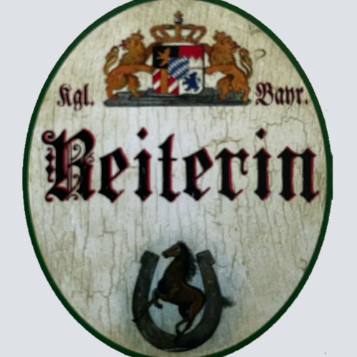 Nostalgie Holzschild Bayern Königlich Bayerische Reiterin Pferd Reiten Schild