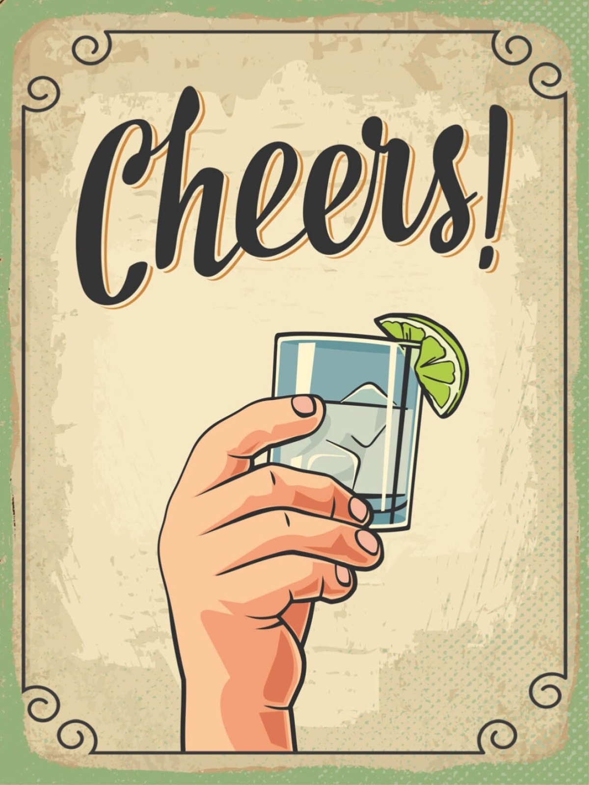 Schild Cheers Prost Alkohol Drink Cocktail Bar 12x18 20x30 30x40 Blech/Holz
