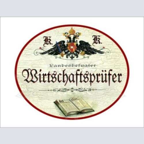 KuK Nostalgie Holzschild - Landesbefugter Wirtschaftsprüfer - Buch TH