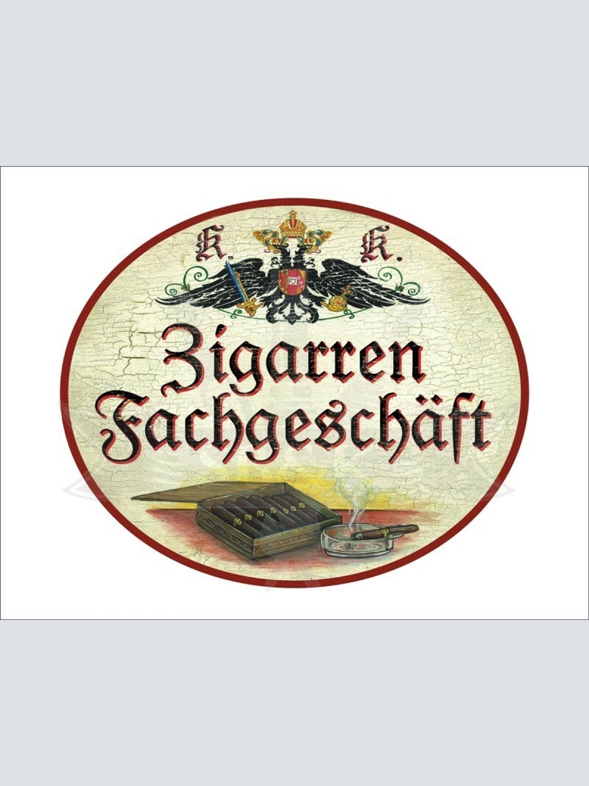 KuK Nostalgie Holzschild - Zigarren Fachgeschäft - Zigarrenbox Aschenbecher TH