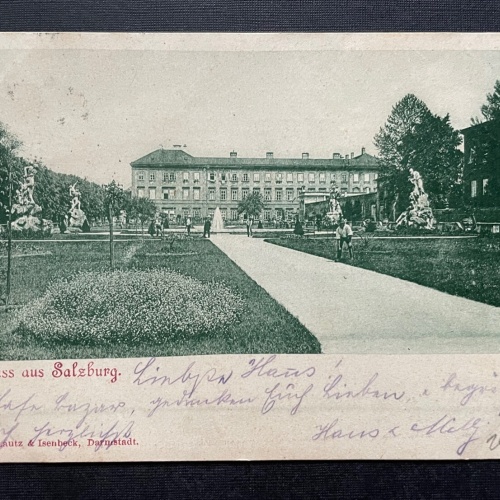 Gruss aus Salzburg Schloss Mirabell Garten Brunnen Statue Österreich 400452 TH