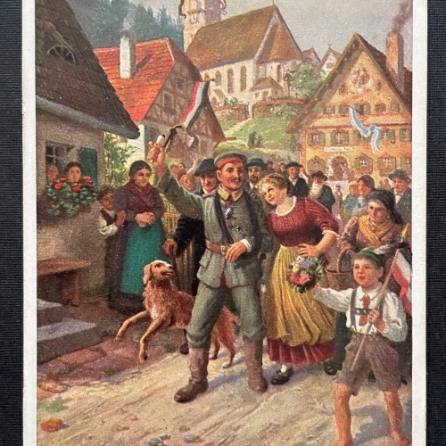 Der Dorfheld Feier Stadt Kirche Hund Kind Fahne Soldat Militär Krieg 400448 TH D