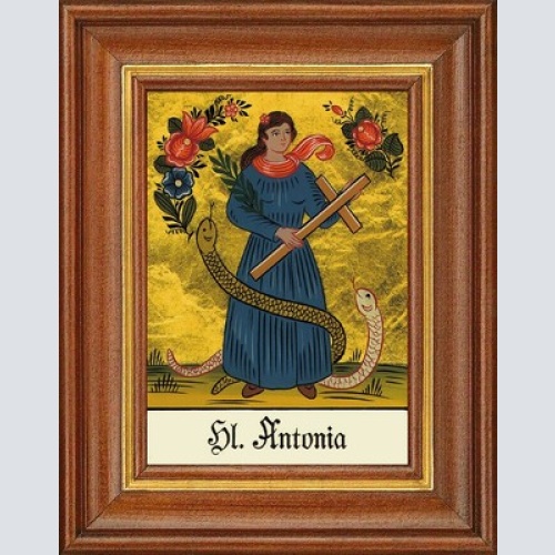 Hinterglasbild - heilige antonia - patronatsbild taufe namenspatron 12,7x16 th