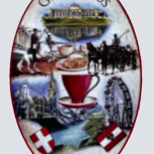 Nostalgie Holzschild Grüße Aus Wien Österreich Collage Kaffee Schild