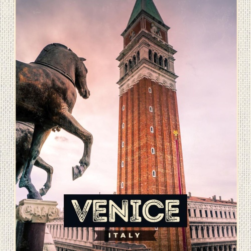 Schild Venice Italy Venedig Italien Markusturm 12x18 20x30 30x40 Blech od. Holz