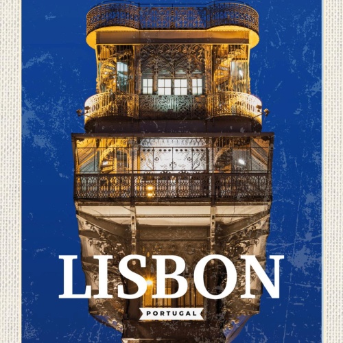 Schild Lisbon Lissabon Portugal Santa Justa Lift 12x18 20x30 30x40 Blech/Holz