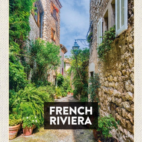 Schild French Rivera Côte d’Azur Frankreich Gasse 12x18 20x30 30x40 Blech/Holz