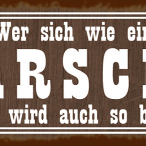 Schild Wer Sich Wie Ein Arsch Benimmt Wird Auch So Behandelt 27x10 Blech od.Holz