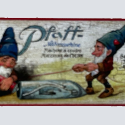 Nostalgie Holzschild Pfaff Nähmaschinen Nähen Werbung Firma Zwerge Schild