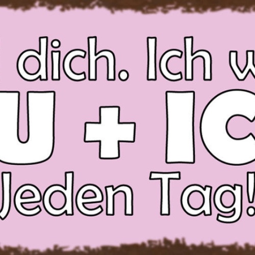 Schild Ich Will Dich Ich Will Uns Du & Ich Jeden Tag Liebe 27x10 Blech od.Holz