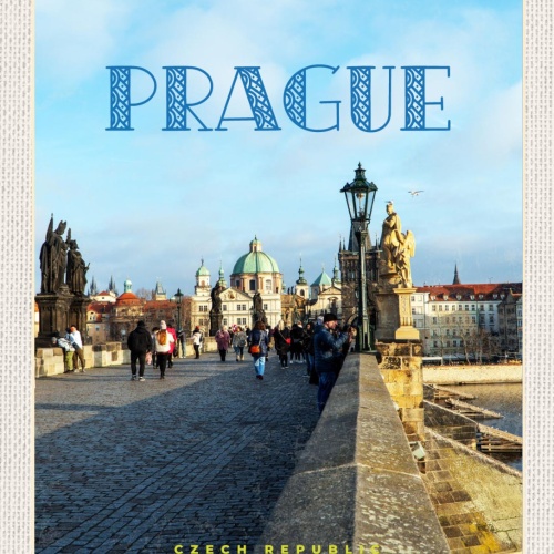 Schild Prague Czech Rep Prag Tschechien Karlsbrücke 12x18 20x30 30x40 Blech/Holz