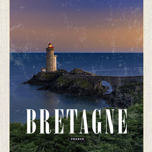 Schild Bretagne France Frankreich Leuchtturm Meer 12x18 20x30 30x40 Blech/Holz
