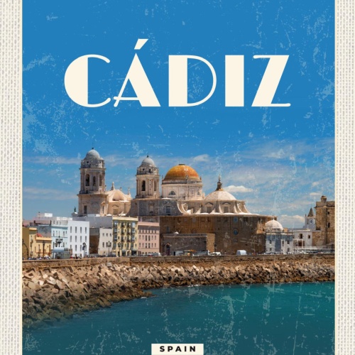 Schild Cádiz Spain Spanien Stadt Hafen Küste 12x18 20x30 30x40 Blech/Holz
