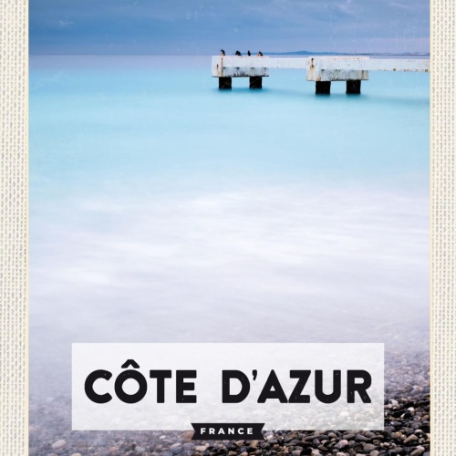 Schild Côte d’Azur France Frankreich Küste Meer 12x18 20x30 30x40 Blech/Holz