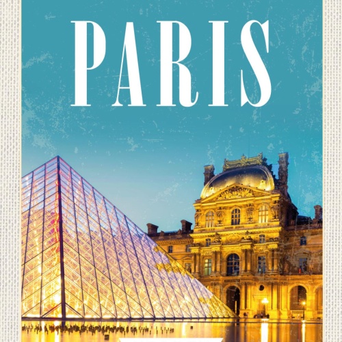 Schild Paris Frankreich Louvre Museum Kunst 12x18 20x30 30x40 Blech od. Holz